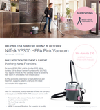 NILFISK VP300 HEPA PINK VACUUM - $30 TO BREAST CANCER FOUNDATION