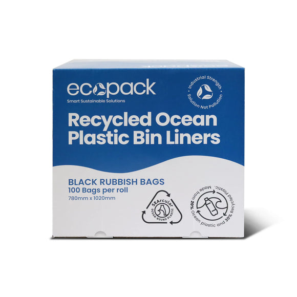 ECOPACK OCEAN PLASTIC/RECYCLED 80L BIN LINERS IN DISPENSER BOX